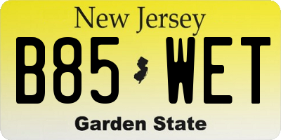 NJ license plate B85WET