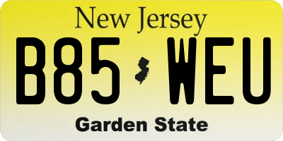 NJ license plate B85WEU