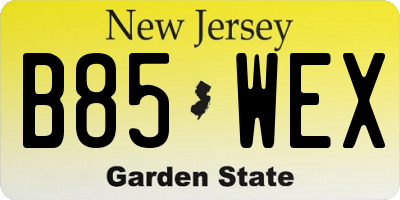 NJ license plate B85WEX