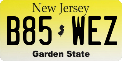 NJ license plate B85WEZ