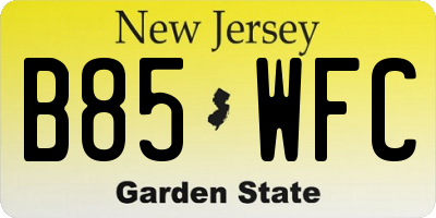 NJ license plate B85WFC