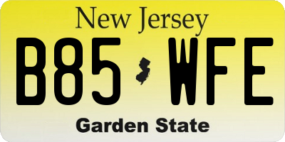 NJ license plate B85WFE