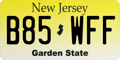 NJ license plate B85WFF