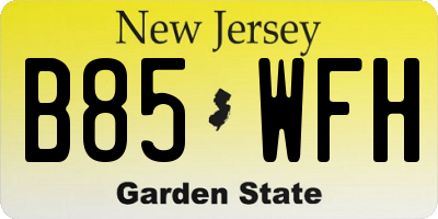 NJ license plate B85WFH