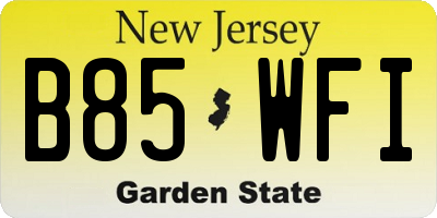 NJ license plate B85WFI