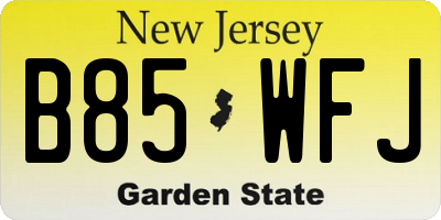 NJ license plate B85WFJ