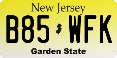 NJ license plate B85WFK