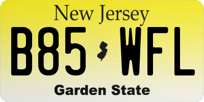 NJ license plate B85WFL