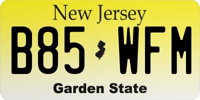 NJ license plate B85WFM