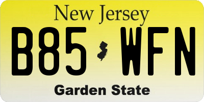 NJ license plate B85WFN