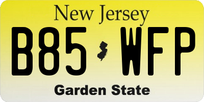 NJ license plate B85WFP