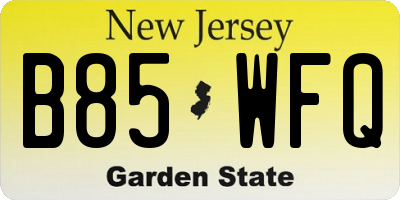 NJ license plate B85WFQ