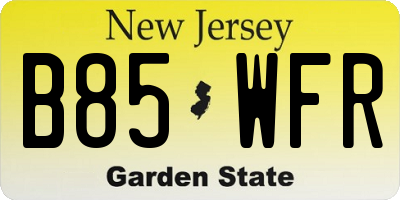 NJ license plate B85WFR