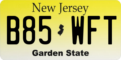 NJ license plate B85WFT