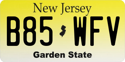 NJ license plate B85WFV