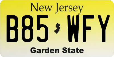 NJ license plate B85WFY