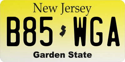 NJ license plate B85WGA