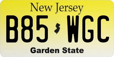 NJ license plate B85WGC