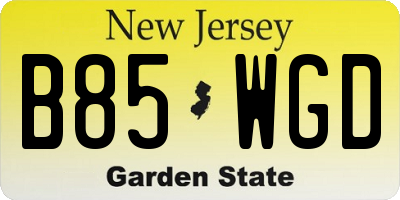 NJ license plate B85WGD
