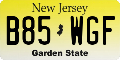 NJ license plate B85WGF