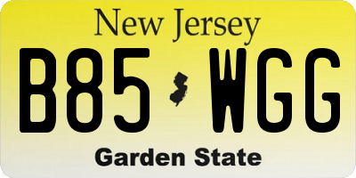 NJ license plate B85WGG