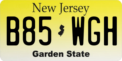 NJ license plate B85WGH