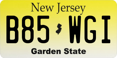 NJ license plate B85WGI