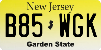 NJ license plate B85WGK
