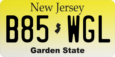 NJ license plate B85WGL
