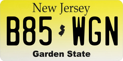 NJ license plate B85WGN
