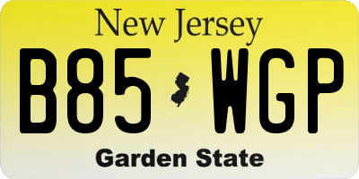NJ license plate B85WGP