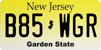 NJ license plate B85WGR