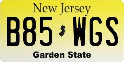 NJ license plate B85WGS
