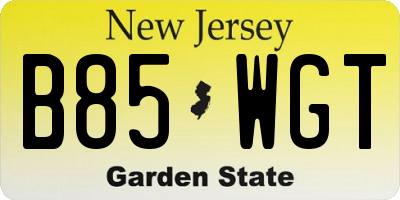 NJ license plate B85WGT