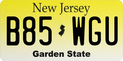 NJ license plate B85WGU