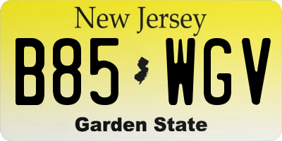 NJ license plate B85WGV