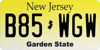 NJ license plate B85WGW