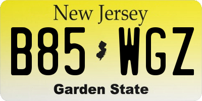 NJ license plate B85WGZ