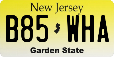 NJ license plate B85WHA