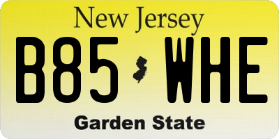 NJ license plate B85WHE