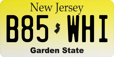 NJ license plate B85WHI