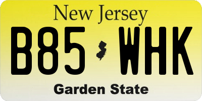 NJ license plate B85WHK