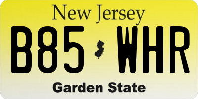 NJ license plate B85WHR
