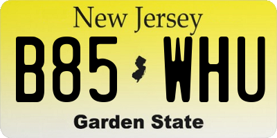 NJ license plate B85WHU