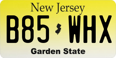 NJ license plate B85WHX