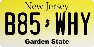 NJ license plate B85WHY