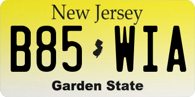NJ license plate B85WIA