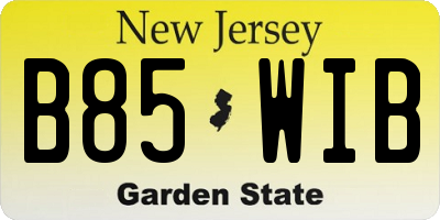 NJ license plate B85WIB