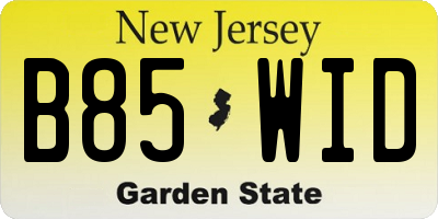 NJ license plate B85WID