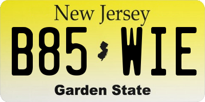 NJ license plate B85WIE
